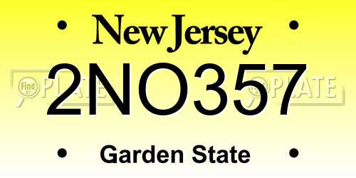 2NO357 New Jersey License Plate