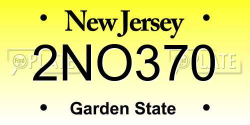2NO370 New Jersey License Plate