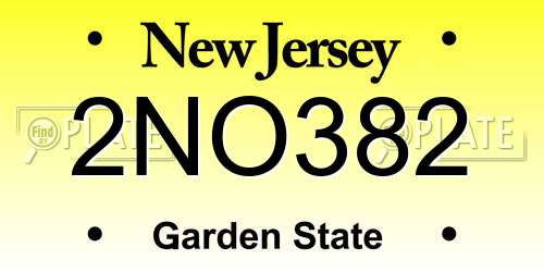 2NO382 New Jersey License Plate