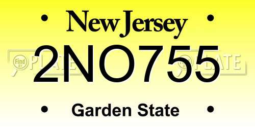 2NO755 New Jersey License Plate