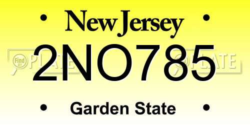 2NO785 New Jersey License Plate