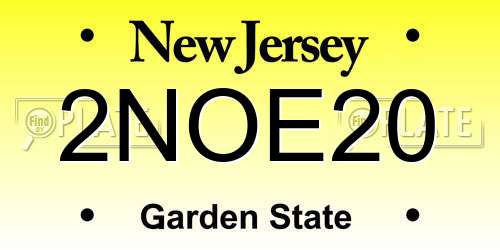 2NOE20 New Jersey License Plate