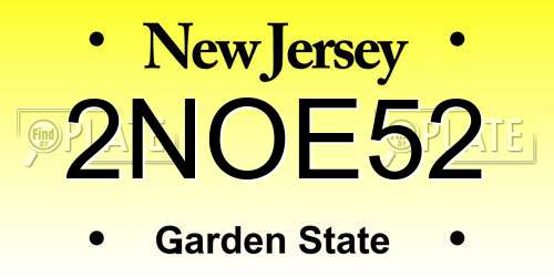 2NOE52 New Jersey License Plate