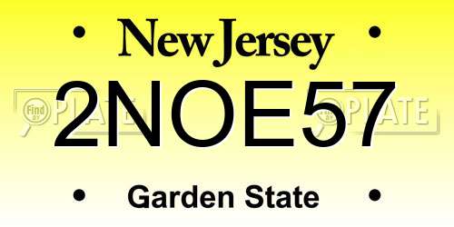 2NOE57 New Jersey License Plate
