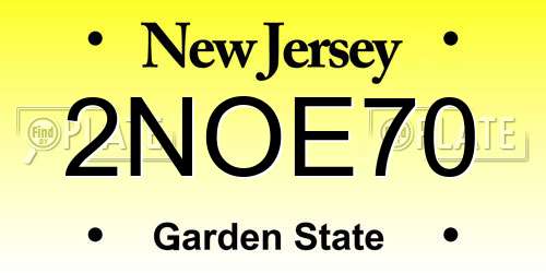 2NOE70 New Jersey License Plate