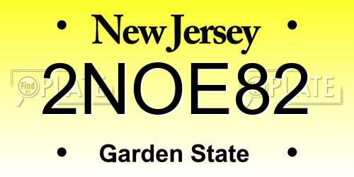 2NOE82 New Jersey License Plate