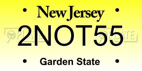 2NOT55 New Jersey License Plate