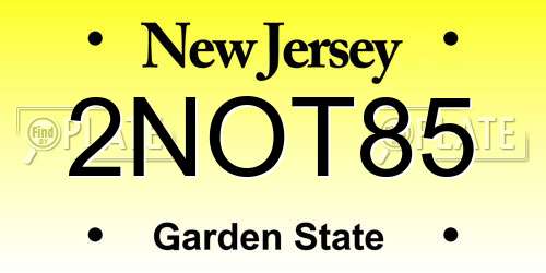 2NOT85 New Jersey License Plate