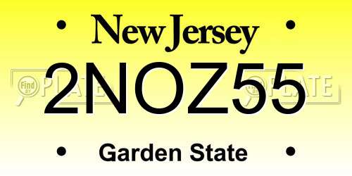 2NOZ55 New Jersey License Plate