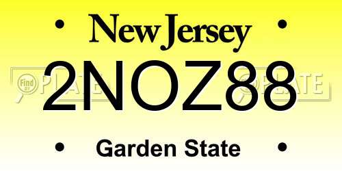 2NOZ88 New Jersey License Plate