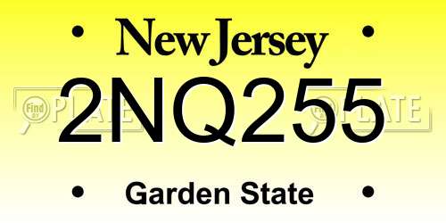 2NQ255 New Jersey License Plate