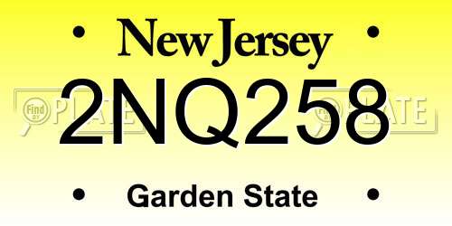 2NQ258 New Jersey License Plate