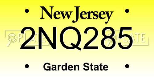 2NQ285 New Jersey License Plate