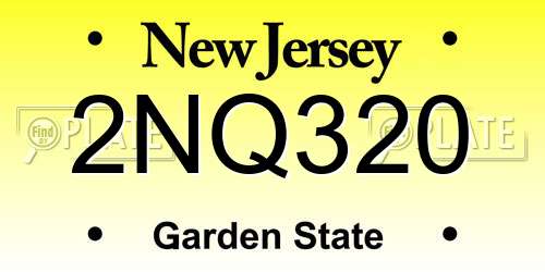 2NQ320 New Jersey License Plate