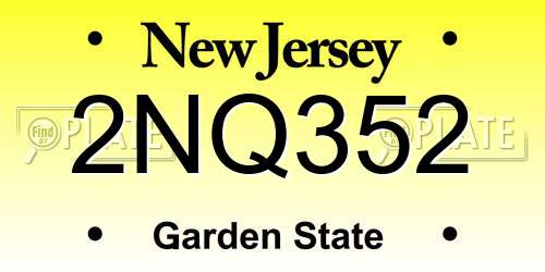 2NQ352 New Jersey License Plate