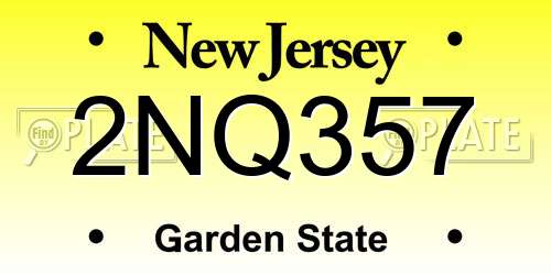2NQ357 New Jersey License Plate