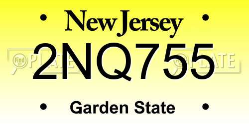 2NQ755 New Jersey License Plate