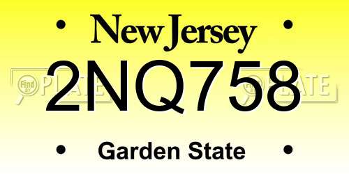 2NQ758 New Jersey License Plate