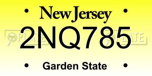 2NQ785 New Jersey License Plate