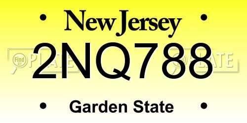 2NQ788 New Jersey License Plate