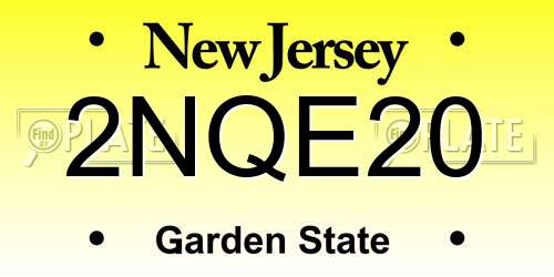 2NQE20 New Jersey License Plate