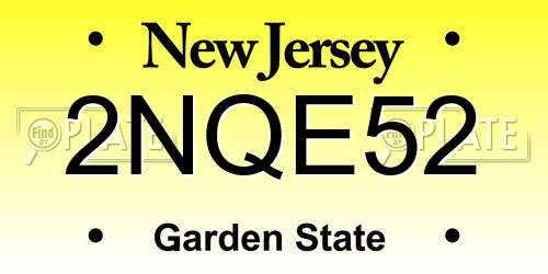 2NQE52 New Jersey License Plate