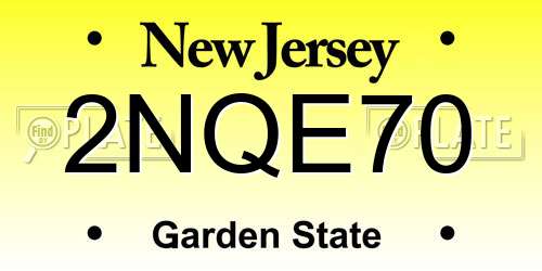 2NQE70 New Jersey License Plate