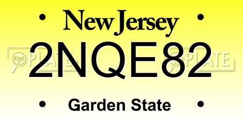 2NQE82 New Jersey License Plate
