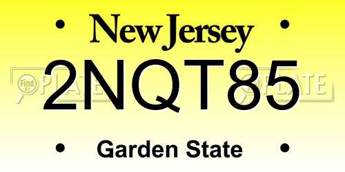 2NQT85 New Jersey License Plate