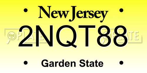 2NQT88 New Jersey License Plate