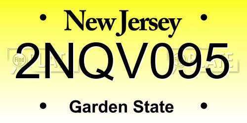 2NQV095 New Jersey License Plate