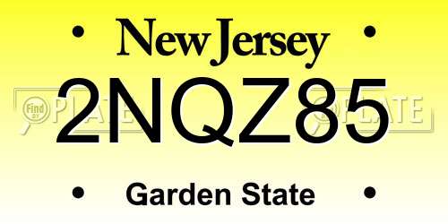 2NQZ85 New Jersey License Plate