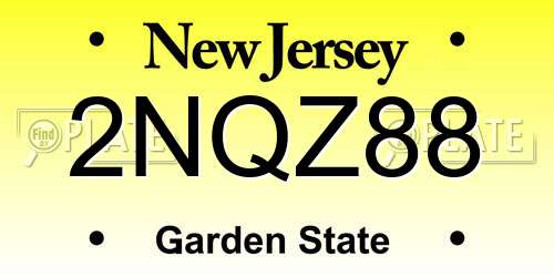 2NQZ88 New Jersey License Plate