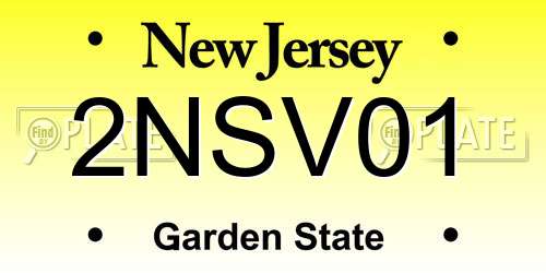 2NSV01 New Jersey License Plate