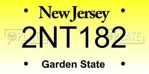 2NT182 New Jersey License Plate