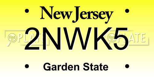 2NWK5 New Jersey License Plate