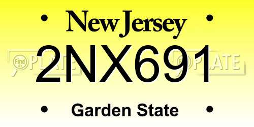 2NX691 New Jersey License Plate