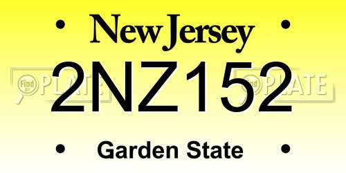 2NZ152 New Jersey License Plate