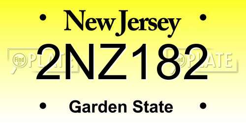 2NZ182 New Jersey License Plate