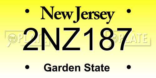 2NZ187 New Jersey License Plate
