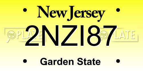 2NZI87 New Jersey License Plate