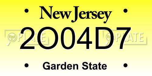 2O04D7 New Jersey License Plate