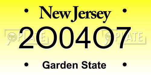 2O04O7 New Jersey License Plate