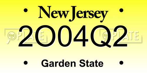 2O04Q2 New Jersey License Plate