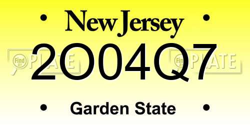 2O04Q7 New Jersey License Plate