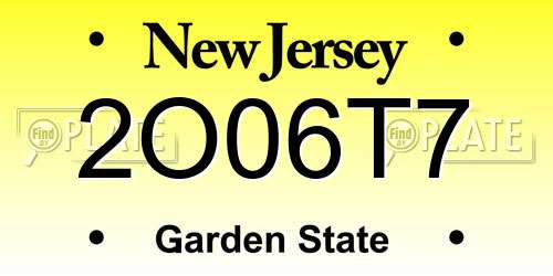 2O06T7 New Jersey License Plate