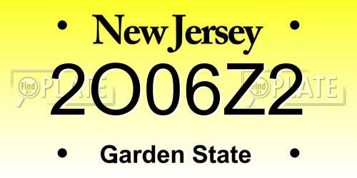 2O06Z2 New Jersey License Plate