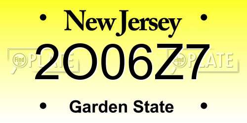 2O06Z7 New Jersey License Plate