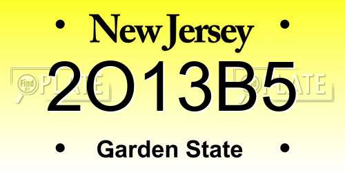 2O13B5 New Jersey License Plate