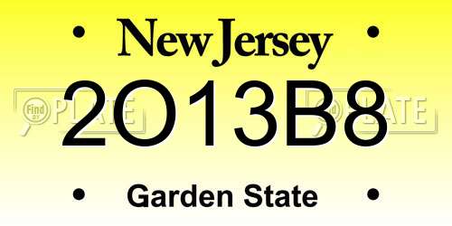 2O13B8 New Jersey License Plate